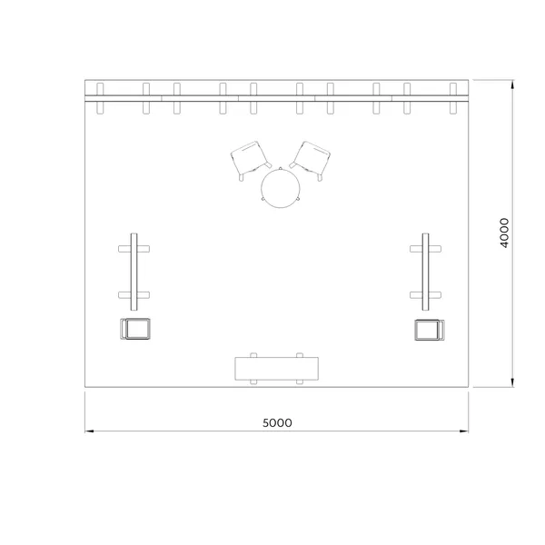5x4m h2,5m - stoisko Modularico MGO LED srebrne układ PW-00954H25MGOS