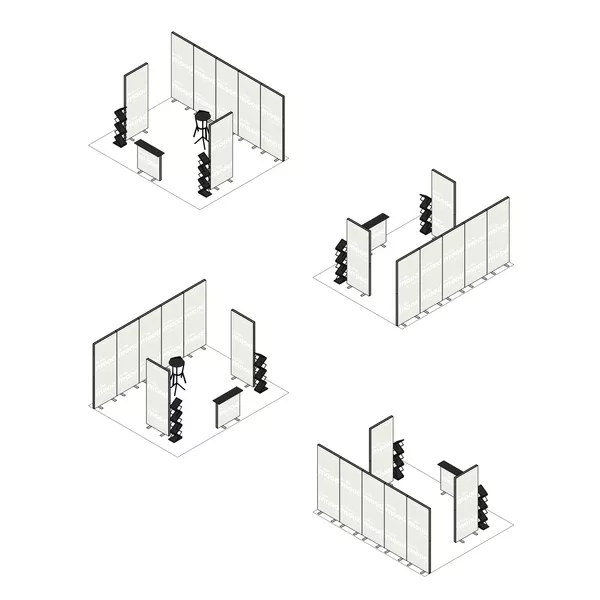 5x4m h2,5m - stoisko Modularico MGO LED srebrne układ PW-00954H25MGOS