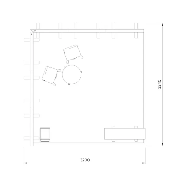 3x3m h2,5m - stoisko Modularico MGO LED srebrne układ L-01033H25MGOS