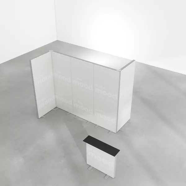 5x4m h2,5m - stoisko Modularico MGO LED srebrne układ W-00854H25MGOS