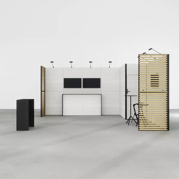5x5m - stoisko Modularico MQ50 układ L-00555MQ50