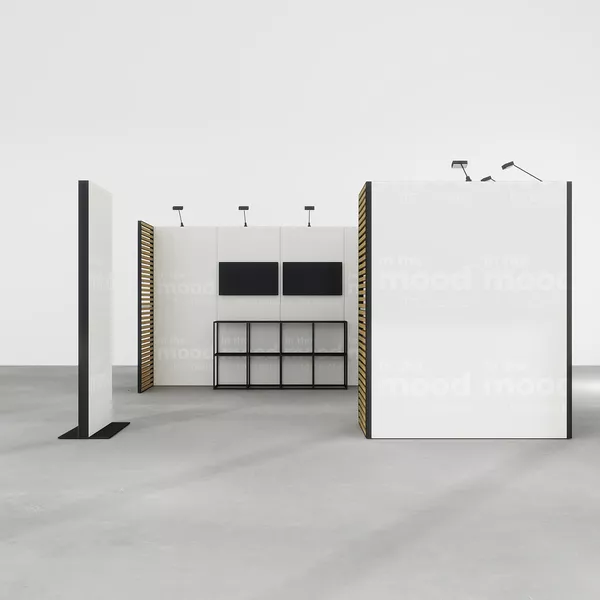 5x5m - stoisko Modularico M50 układ L-02255M50