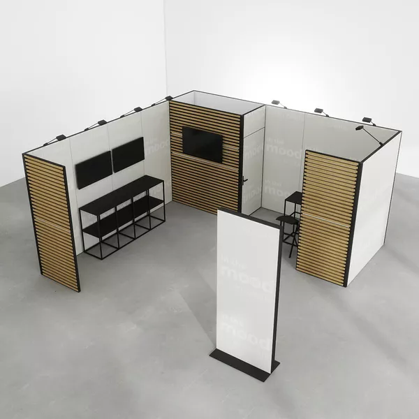 5x5m - stoisko Modularico M50 układ L-02255M50