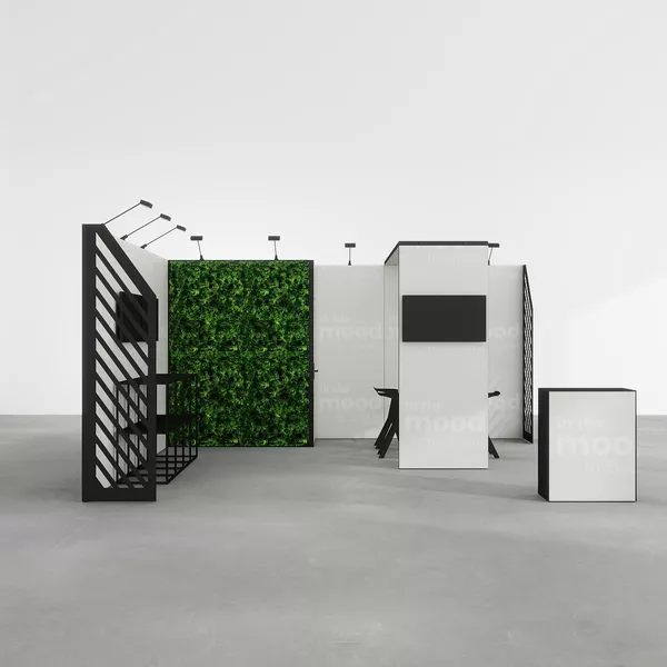 5x5m - stoisko Modularico M50 układ L-02355M50