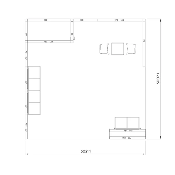 5x5m - stoisko Modularico M100 LED układ L-04955M100