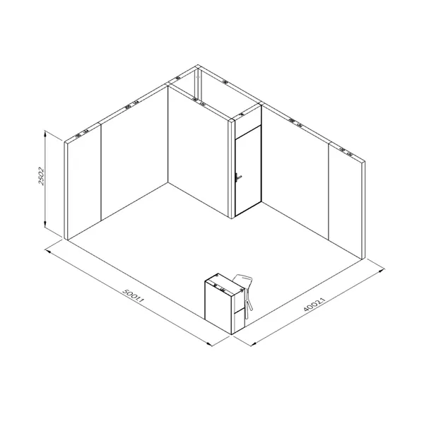 5x4m - stoisko Modularico M100 LED układ L-05054M100