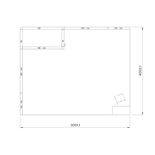 5x4m - stoisko Modularico M100 LED układ L-05054M100