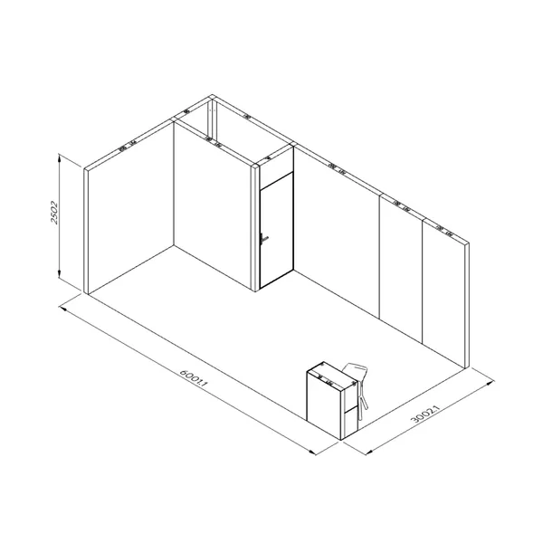 6x3m - stoisko Modularico M100 LED układ L-05163M100
