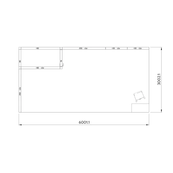 6x3m - stoisko Modularico M100 LED układ L-05163M100