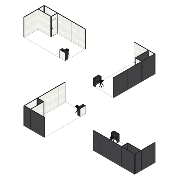 6x3m - stoisko Modularico M100 LED układ L-05163M100