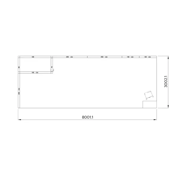8x3m - stoisko Modularico M100 LED układ L-05283M100
