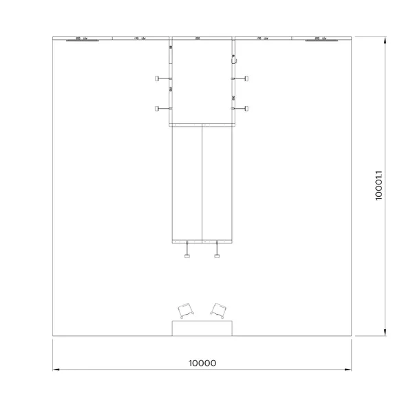 10x10m - stoisko Modularico M100 LED układ PW-0541010M100