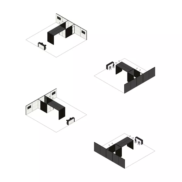 10x10m - stoisko Modularico M100 LED układ PW-0541010M100