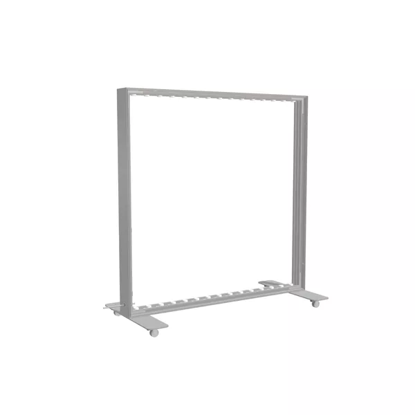 100x100cm - stojąca rama S100D, podświetlenie krawędziowe LED, stopa na kółkach, profil srebrny