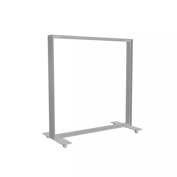 100x100cm - stojąca rama S100D, stopa na kółkach, profil srebrny