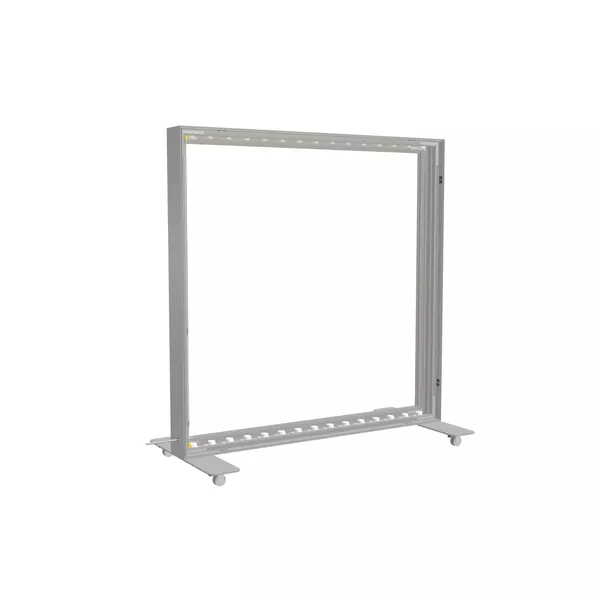 100x100cm - stojąca rama S100T, podświetlenie krawędziowe LED, stopy na kółkach, profil srebrny
