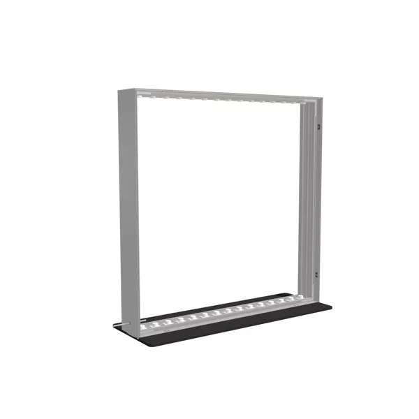 100x100cm - stojąca rama S150D, podświetlenie krawędziowe LED, stopa Mono HPL, profil srebrny