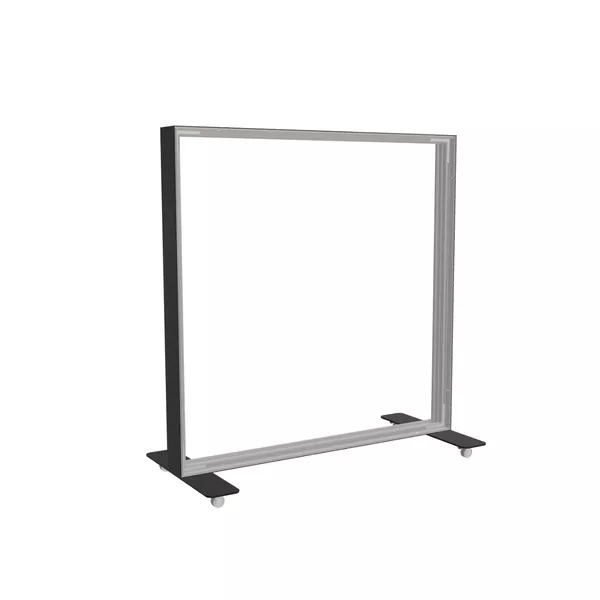 100x100cm - stojąca rama S100D, stopa na kółkach, profil czarny