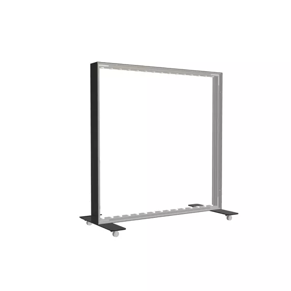 100x100cm - stojąca rama S100D, podświetlenie krawędziowe LED, stopa na kółkach, profil czarny