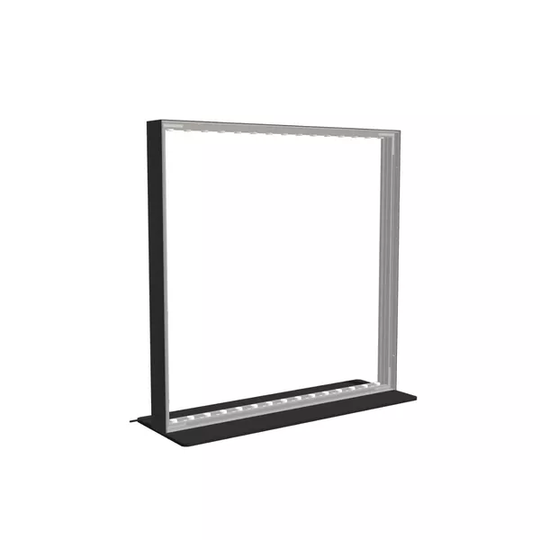 100x100cm - stojąca rama S100D, podświetlenie krawędziowe LED, stopa Mono HPL, profil czarny