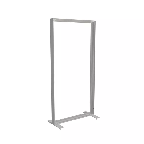 100x200cm - stojąca rama S100T, stopy na kółkach, profil srebrny