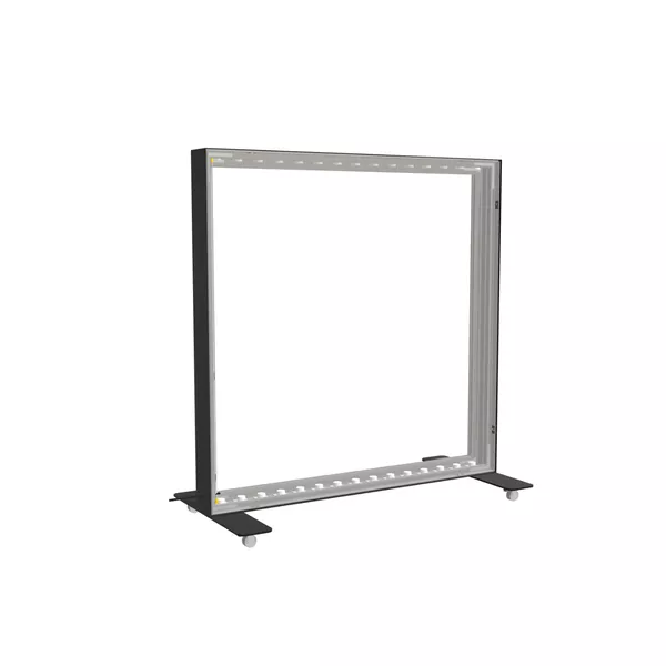 100x100cm - stojąca rama S100T, podświetlenie krawędziowe LED, stopy na kółkach, profil czarny