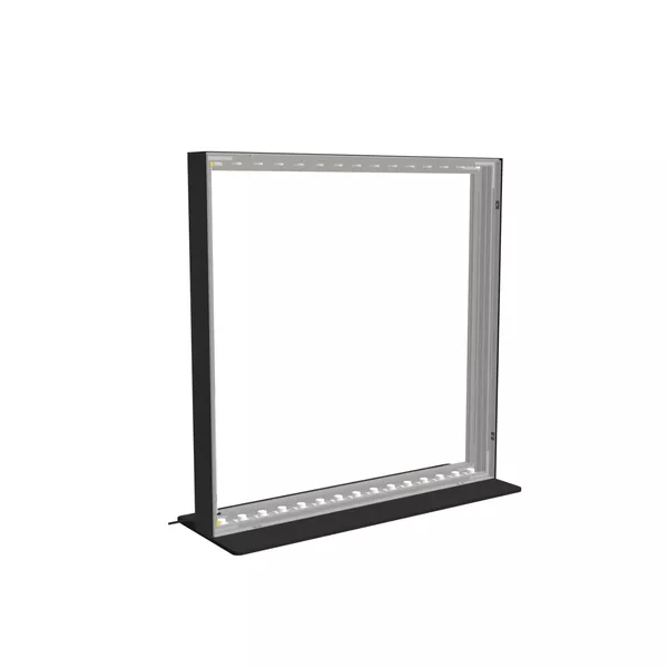100x100cm - stojąca rama S100T, podświetlenie krawędziowe LED, stopa Mono HPL, profil srebrny