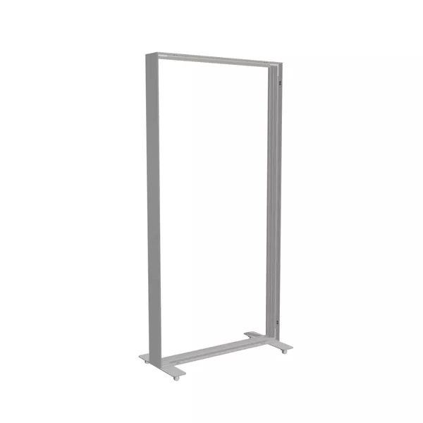 100x200cm - stojąca rama S150D, stopy na kółkach, profil srebrny