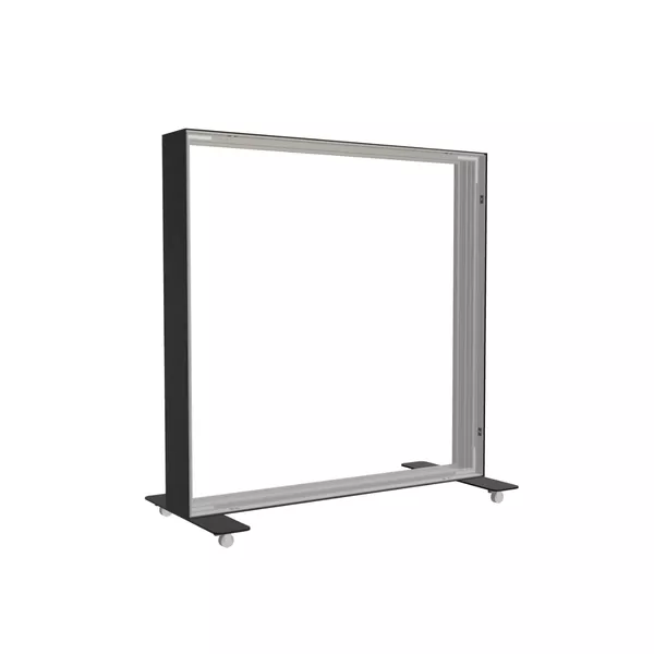 100x100cm - stojąca rama S150D, stopy na kółkach, profil czarny