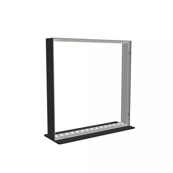 100x100cm - stojąca rama S150D, podświetlenie krawędziowe LED, stopa Mono HPL, profil czarny