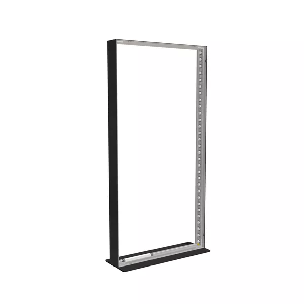 100x200cm - stojąca rama S150D, podświetlenie krawędziowe LED, stopa Mono HPL, profil czarny