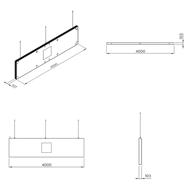 400x100cm - Podwieszenie podświetlane S1 S100LED , grafika tekstylna, linki z mocowaniem