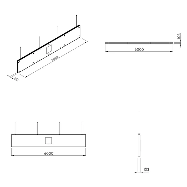 600x100cm - Podwieszenie podświetlane S1 S100LED , grafika tekstylna, linki z mocowaniem