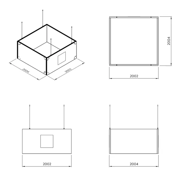 200x200x100cm - Podwieszenie S4 S50 łączenie proste, grafika tekstylna, linki z mocowaniem
