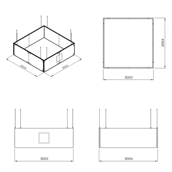 300x300x100cm - Podwieszenie S4 S50 łączenie proste, grafika tekstylna, linki z mocowaniem