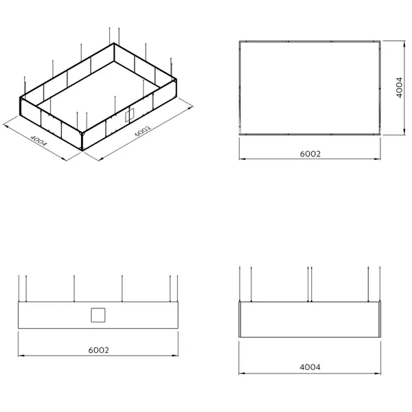 400x600x100cm - Podwieszenie S4 S50 łączenie proste, grafika tekstylna, linki z mocowaniem