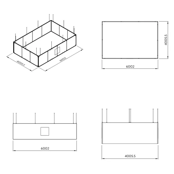 400x600x150cm - Podwieszenie S4 S50 łączenie proste, grafika tekstylna, linki z mocowaniem