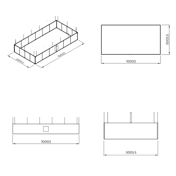 500x1000x150cm - Podwieszenie S4 S50 łączenie proste, grafika tekstylna, linki z mocowaniem