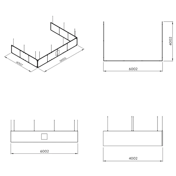 400x600x100cm - Podwieszenie S3 S50 łączenie proste, grafika tekstylna, linki z mocowaniem