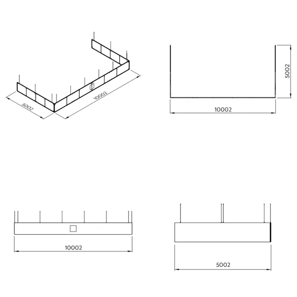 500x1000x100cm - Podwieszenie S3 S50 łączenie proste, grafika tekstylna, linki z mocowaniem