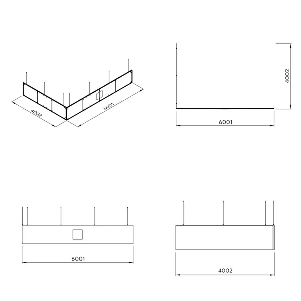 400x600x100cm - Podwieszenie S2 S50 łączenie proste, grafika tekstylna, linki z mocowaniem