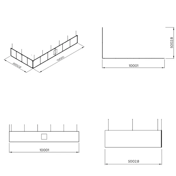 500x1000x100cm - Podwieszenie S2 S50 łączenie proste, grafika tekstylna, linki z mocowaniem
