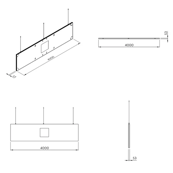 400x100cm - Podwieszenie S1 S50, grafika tekstylna, linki z mocowaniem