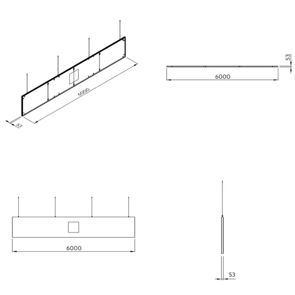 600x100cm - Podwieszenie S1 S50 łączenie proste, grafika tekstylna, linki z mocowaniem
