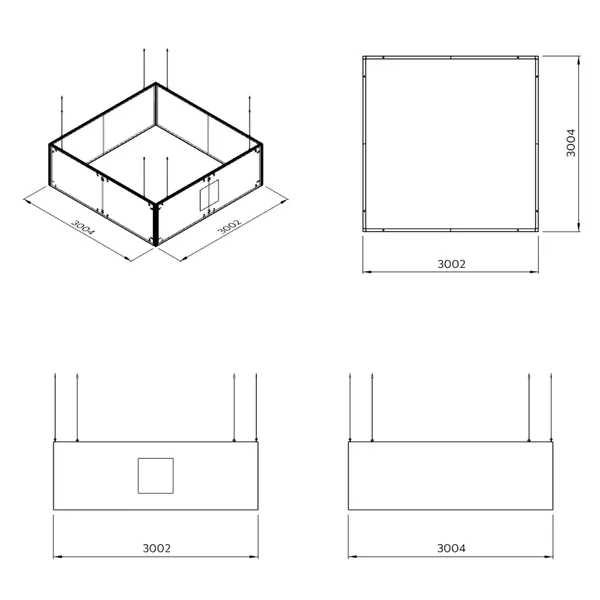 300x300x100cm - Podwieszenie S4 S50 łączenie narożne, grafika tekstylna, linki z mocowaniem