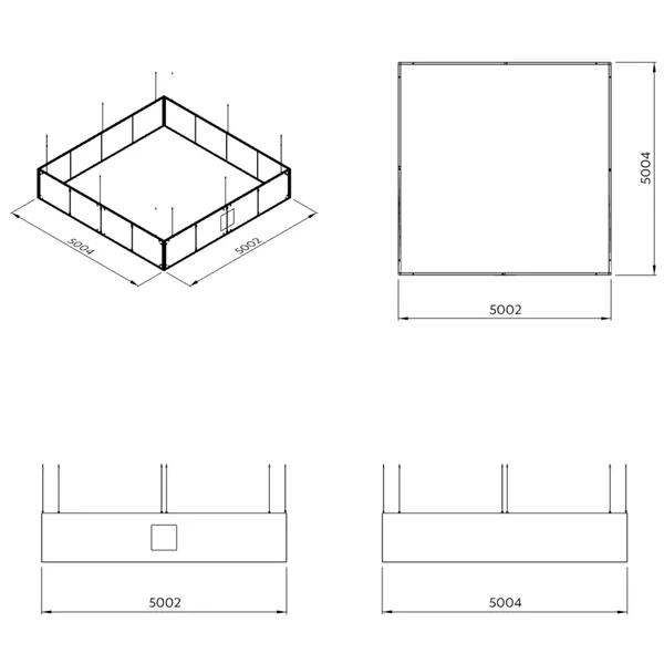 500x500x100cm - Podwieszenie S4 S50 łączenie narożne, grafika tekstylna, linki z mocowaniem