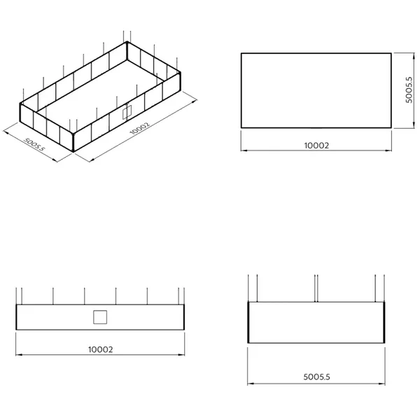 500x1000x150cm - Podwieszenie S4 S50 łączenie narożne, grafika tekstylna, linki z mocowaniem