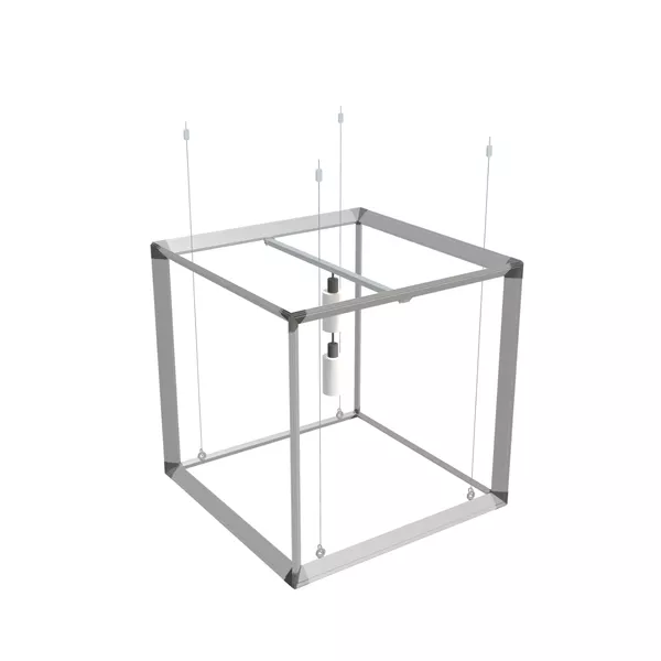 100x100x100cm - podwieszenie Fbox z podświetleniem LED - grafika tekstylna, linki z mocowaniem