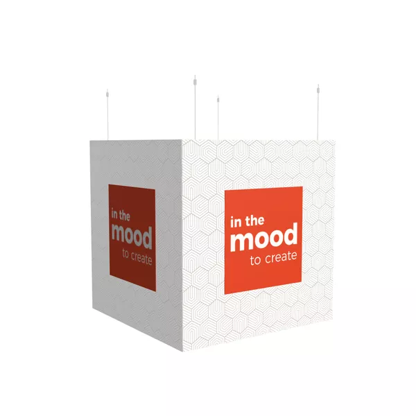 Cube suspendu – 100×100×100 cm – visuel sur tissu Decor Stretch [CLONE] [CLONE]