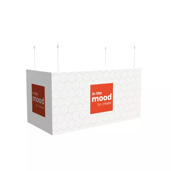 Cube suspendu – 100×100×100 cm – visuel sur tissu Decor Stretch [CLONE] [CLONE] [CLONE] [CLONE]